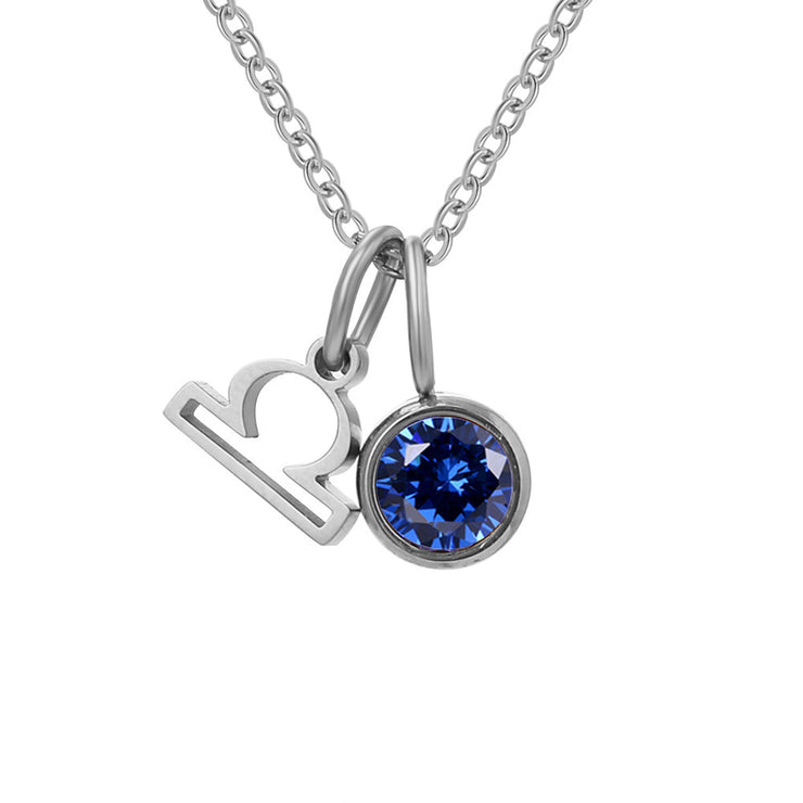 Constellation Zircon Birthstones Stainless Steel Necklace