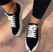 Woman Casual Lace-up Canvas Sneakers