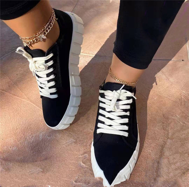 Woman Casual Lace-up Canvas Sneakers