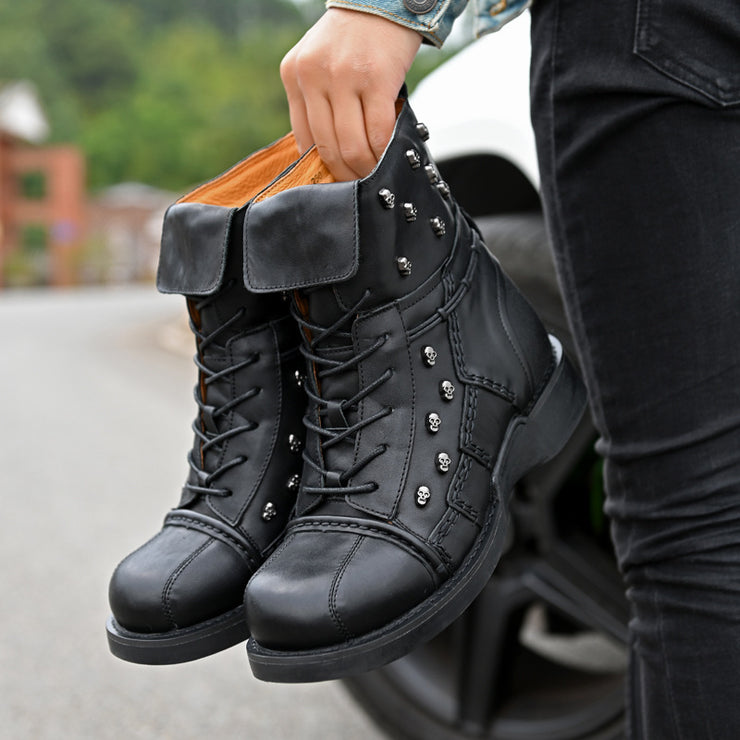 Men's Warm High-top Steampunk Leather Boots