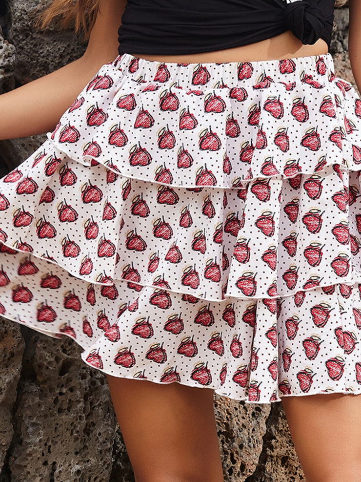 Perfee Layered Printed Mini Skirt