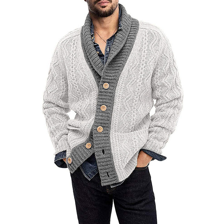 Lapel Knit Men Cardigon