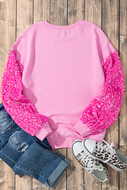 Valentine’s Day Sequin Heart Long Sleeve Sweatshirt