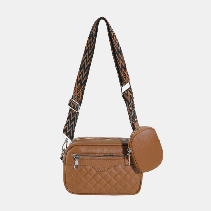 Stitching PU Leather Shoulder Bag