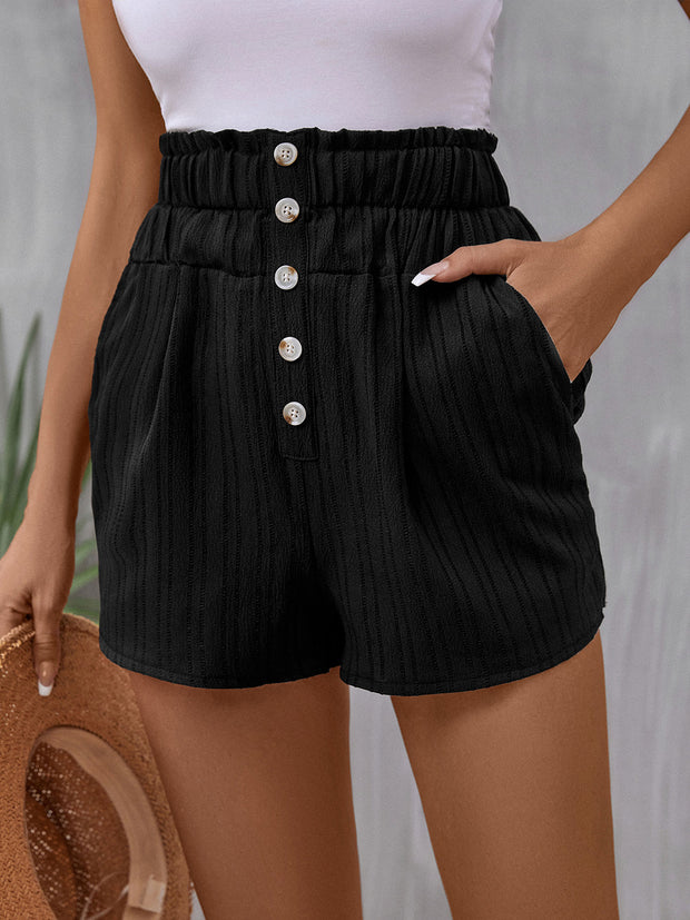 Perfee Pocketed High Waist Shorts