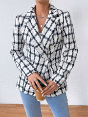 Lapel Collar Long Sleeve Blazer with Pockets