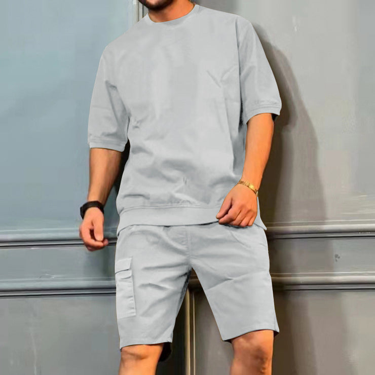 Men's Summer Round Neck Short-sleeved Top And Shorts Set Clothing