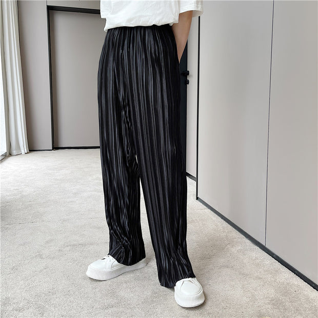 Fried Street Wind Pressure Pleated Pinstripe Casual Pants Men