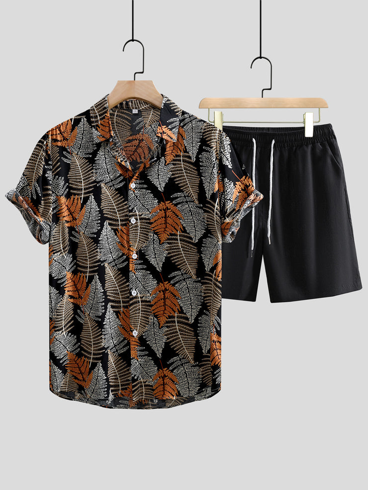 Men's Printed Casual  Short Sleeve Shirt Outfit