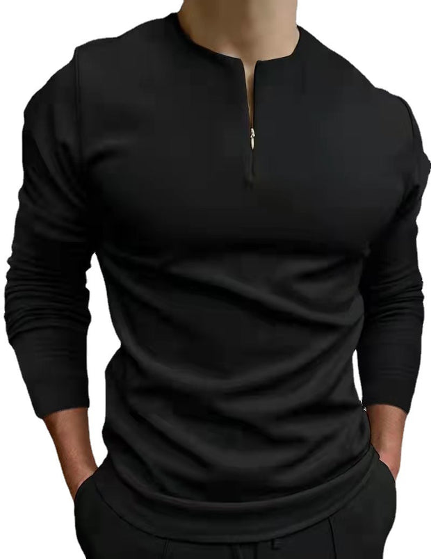 Men's Long Sleeve Polo Shirt Mide Zipper