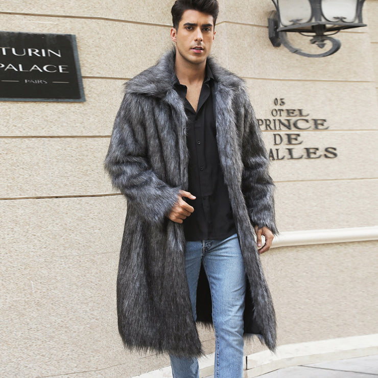 Men Long Fox Warm Coat