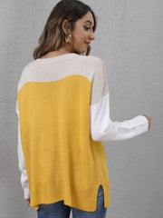 Color Block Round Neck Sweater