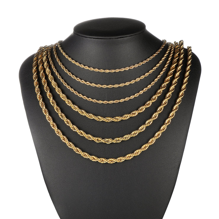 Stainless Steel Hemp Gold plated Ornament Necklace