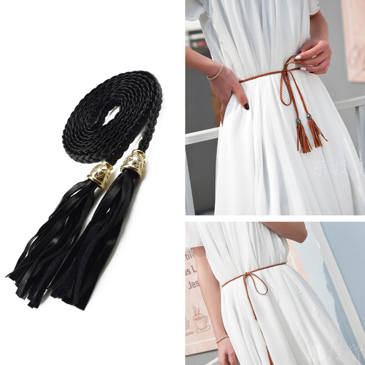 Women's Woven Tassel Decorative Waist Belt