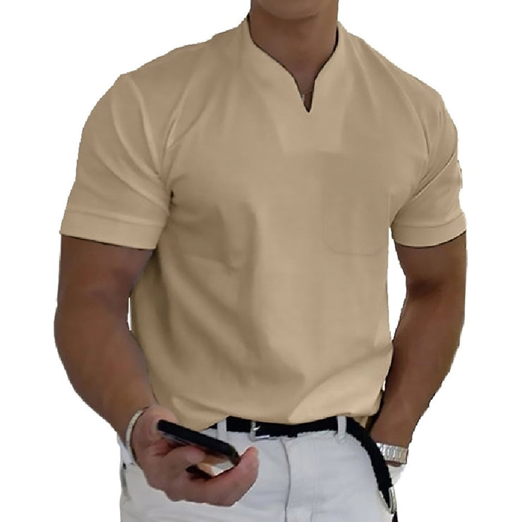 Men Stand Collar Short Sleeve Polo