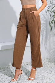 Buttoned  Straight Hem Long Pants