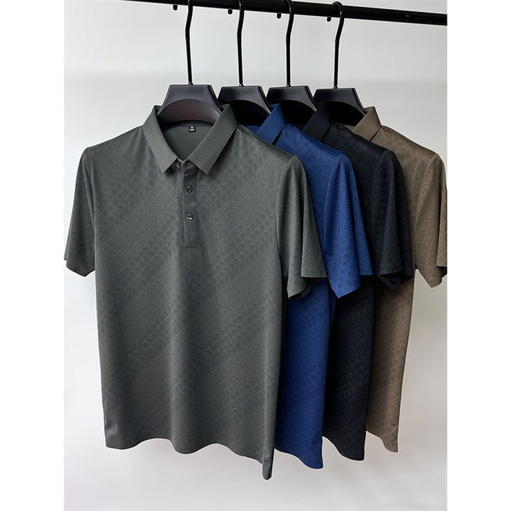 High-end Elegant Ice Silk Short Sleeve Men's Polo