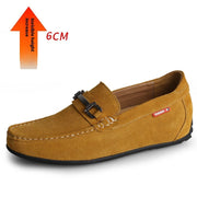 Matte Suede Cowhide Invisible Height Increasing Insole Men's Lazy Daily Driving Shoes