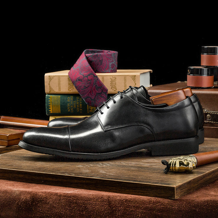 Three-joint Leather Lace-up Leather Dress Shoes