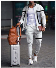 Men Basic Style Color Matching Two-piece Set