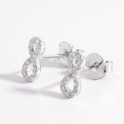 925 Sterling Silver Zircon Number 8 Stud Earrings