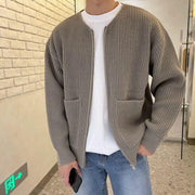 Men Zip Up Knitted Lined Funnel Neck Sweater /Jacket