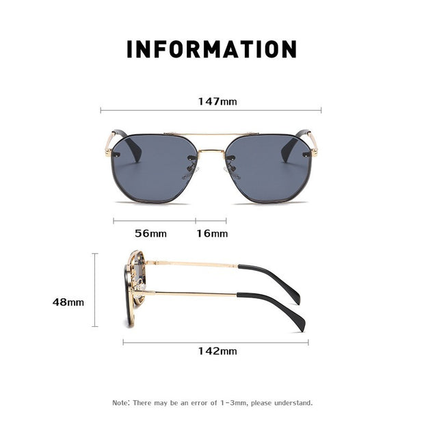 Double Beam Diamond Cut Edge Sunglasses For Men