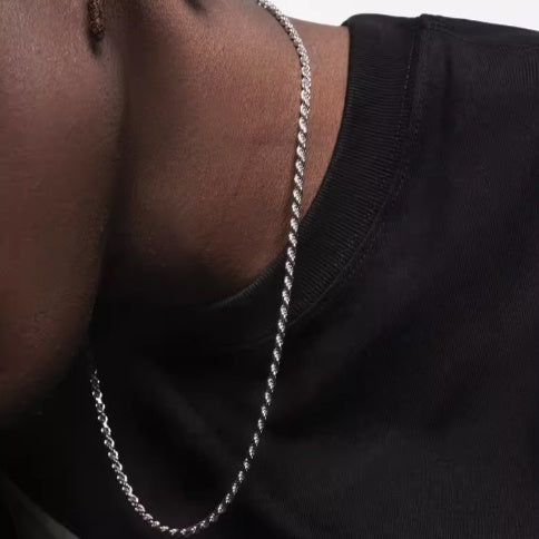 Sterling Silver Plated Fried Dough Twists Chain For Men