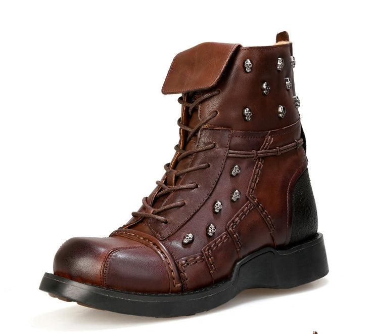 Men's Warm High-top Steampunk Leather Boots