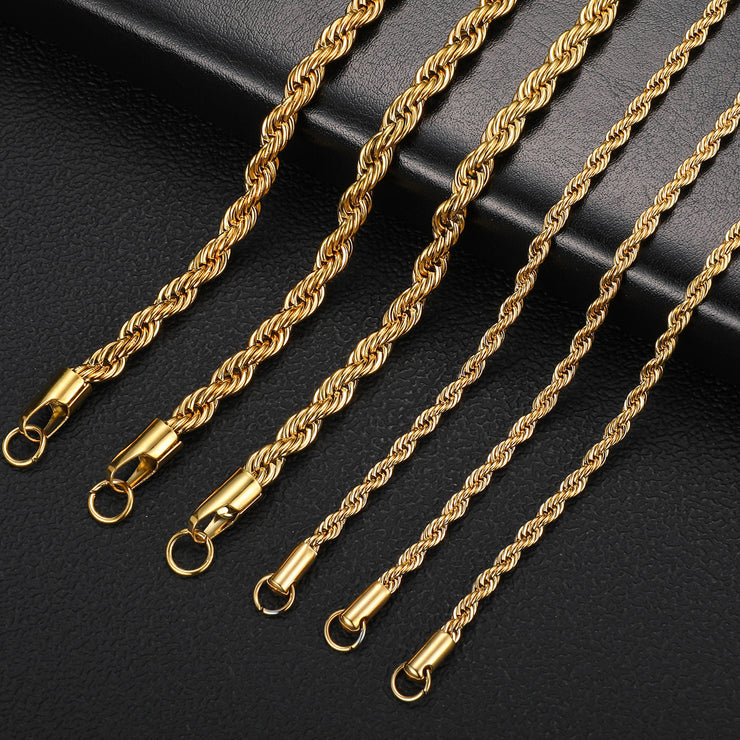 Stainless Steel Hemp Gold plated Ornament Necklace