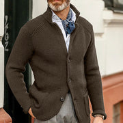 Stand Up Collar Men Knitted Jacket