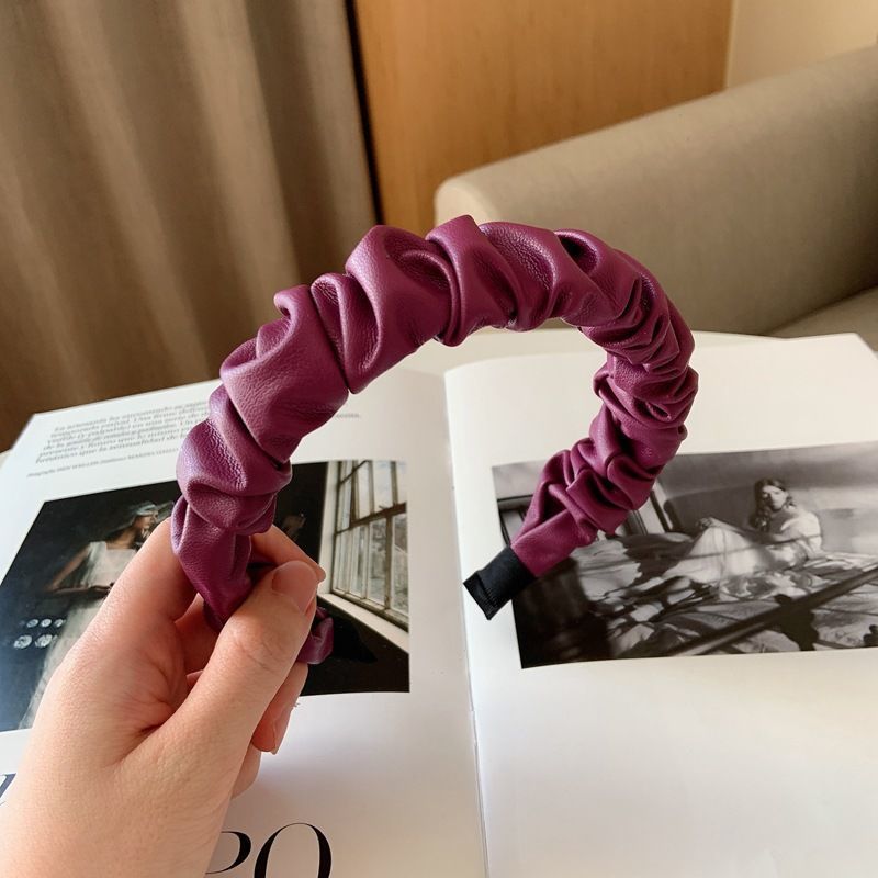 PU Leather Fold Hairpin Female Wear All-match Retro