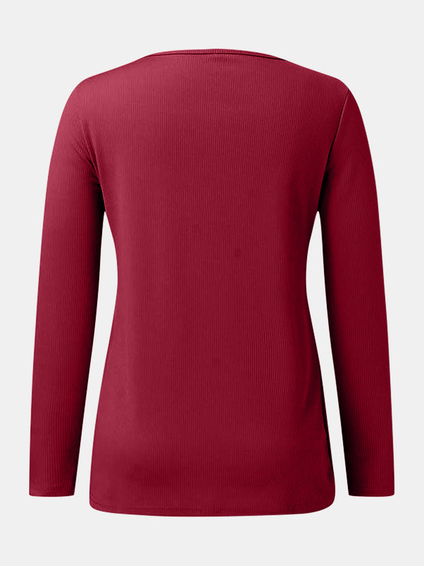 Full Size Scoop Neck Long Sleeve T-Shirt