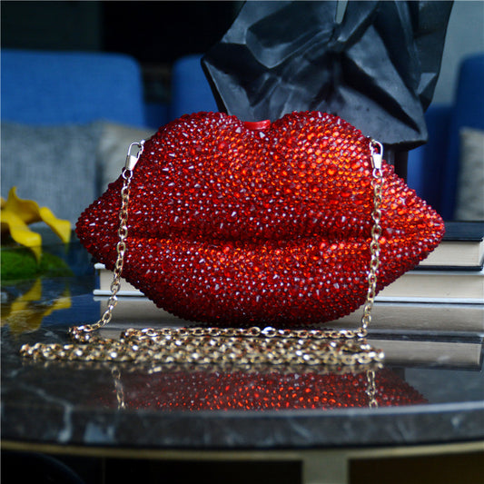 Rhinestone Lip Evening Bag Women