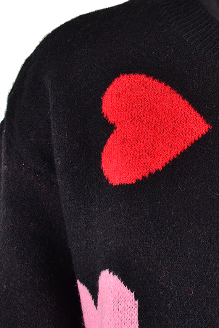 Angel Wings Heart Round Neck Droppped Shoulder Sweater