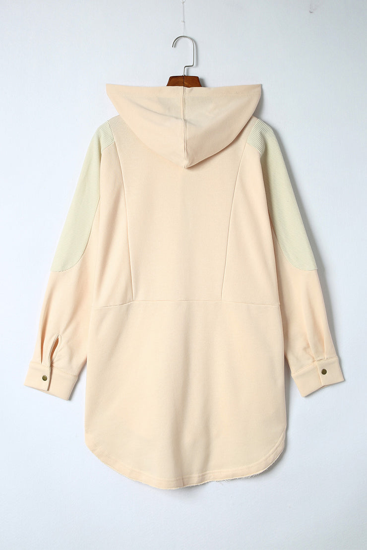 Long Sleeve Buttoned Hoodie with Pockets