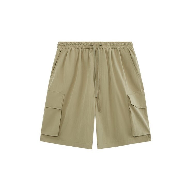 Wrinkle-feeling Large Pocket Straight Shorts