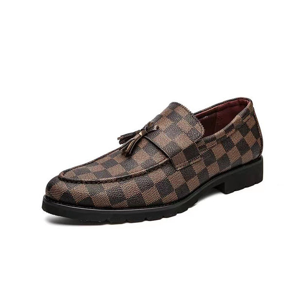 Men's Plaid Leather Shoes Casual Shoes