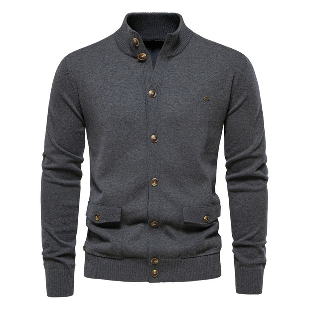 High Quality Business Casual Solid Color Sweater Cardigan  Men