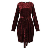 MeiMei Tied Round Neck Long Sleeve Dress