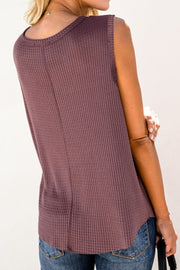 Waffle Knit Round Neck Tank