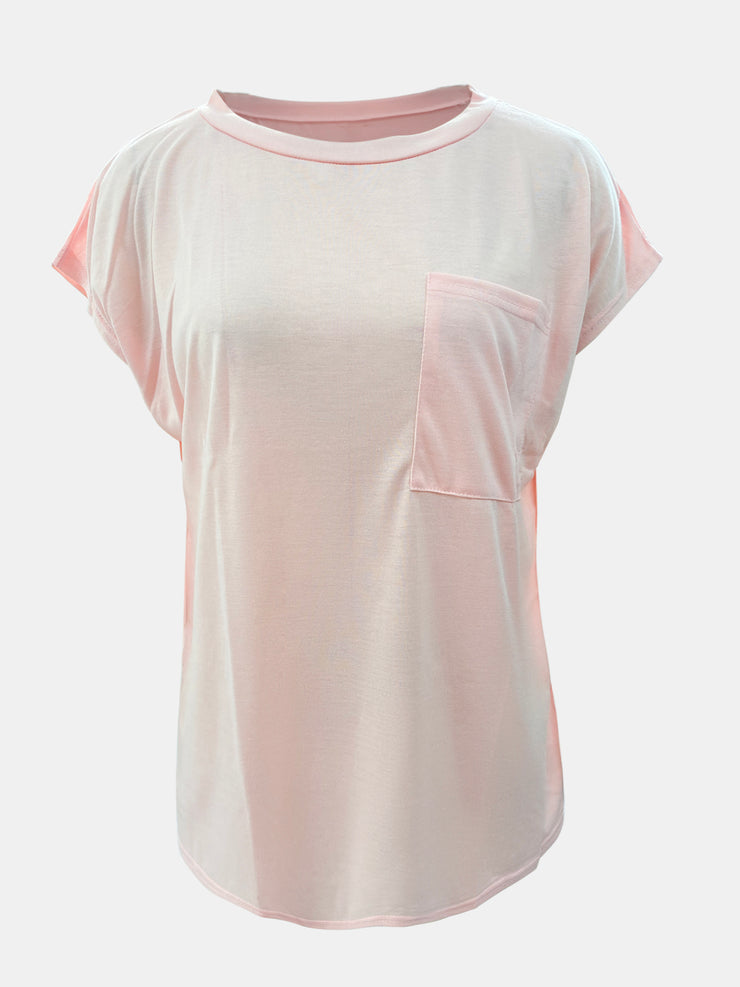 Full Size Round Neck Cap Sleeve T-Shirt