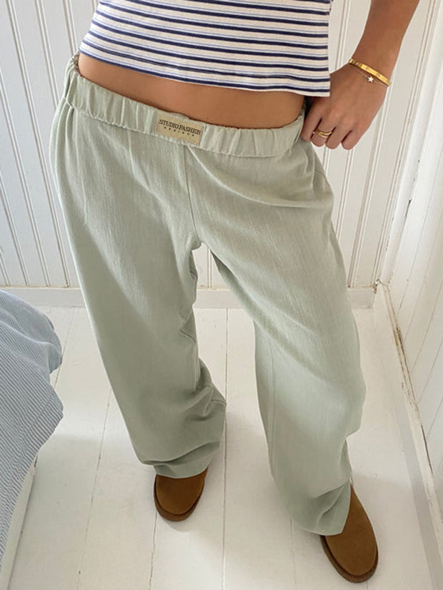 Elastic Waist Wide Leg Pants