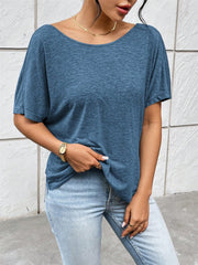 Backless Twisted Round Neck Half Sleeve T-Shirt