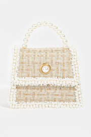 Fame Pearly Trim Woven Handbag